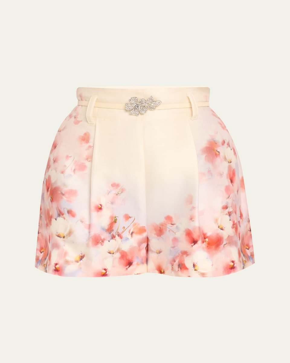 Crush Floral Belted Shorts